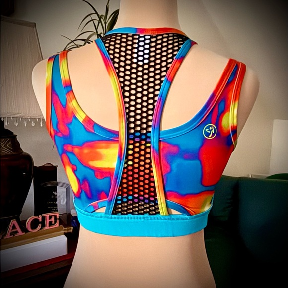Zumba Fitness Multicolor Mesh Sports Bra Marvelous/Medium - Picture 2 of 2